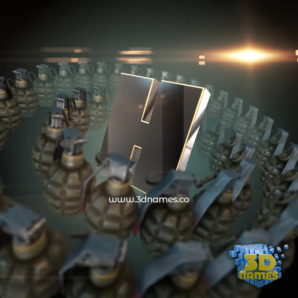 h in Grenades style - 3D name wallpaper