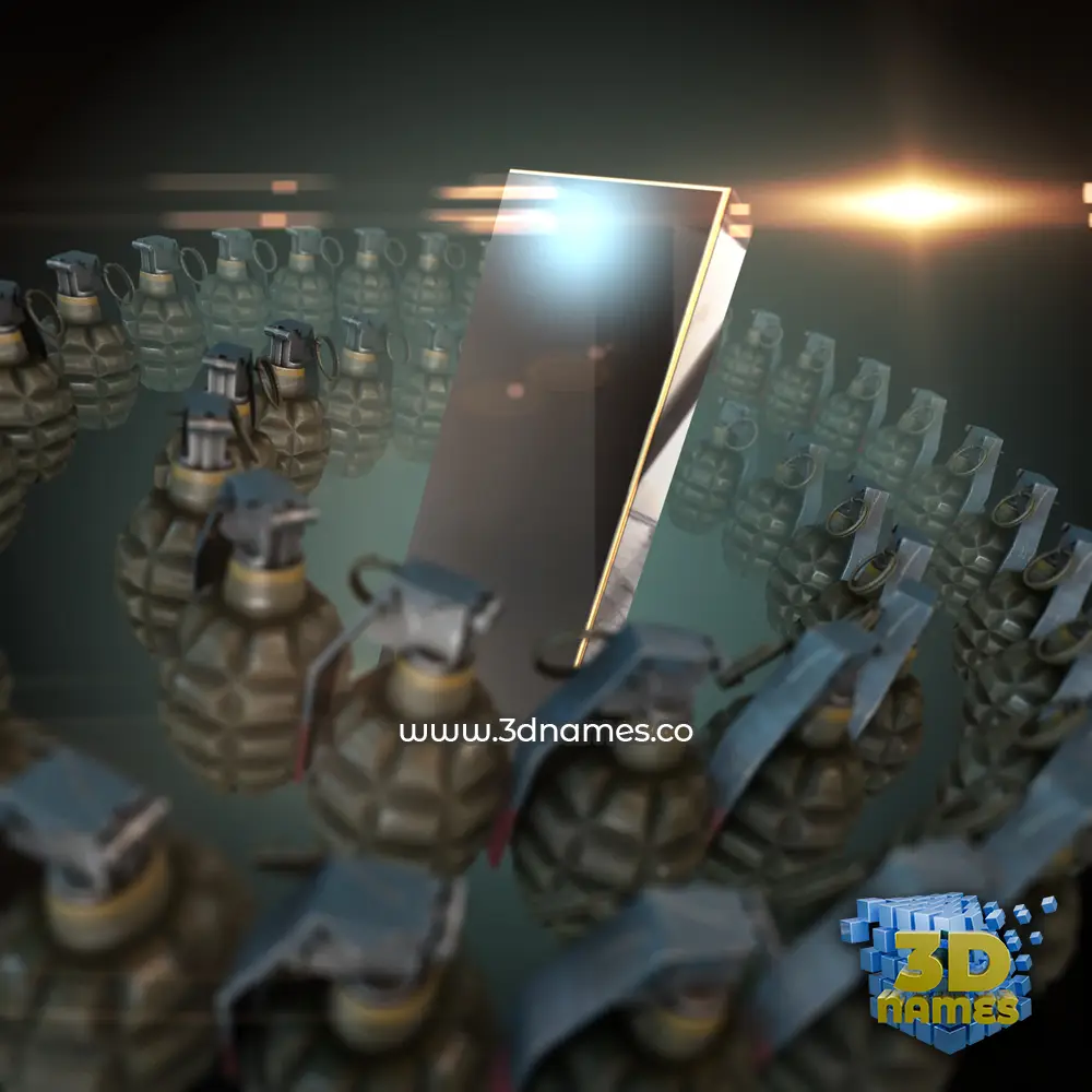 i in Grenades style - 3D name wallpaper