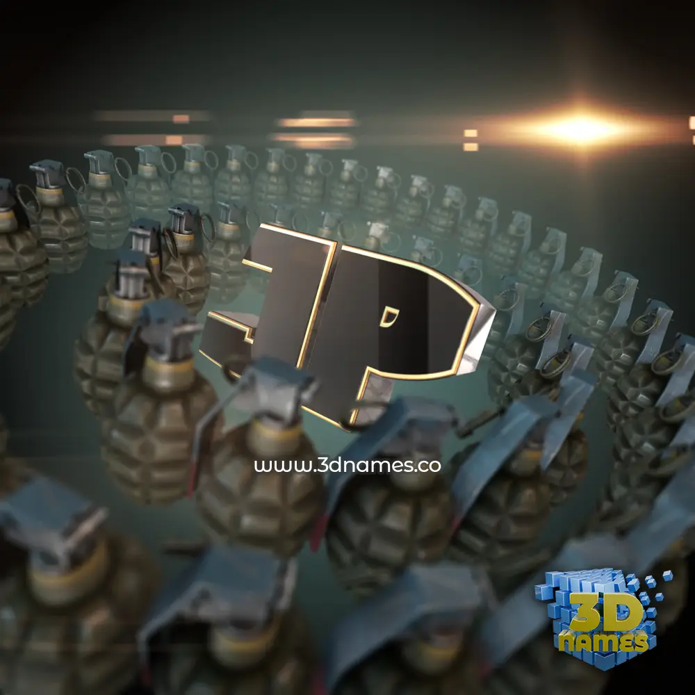 jp in Grenades style - 3D name wallpaper