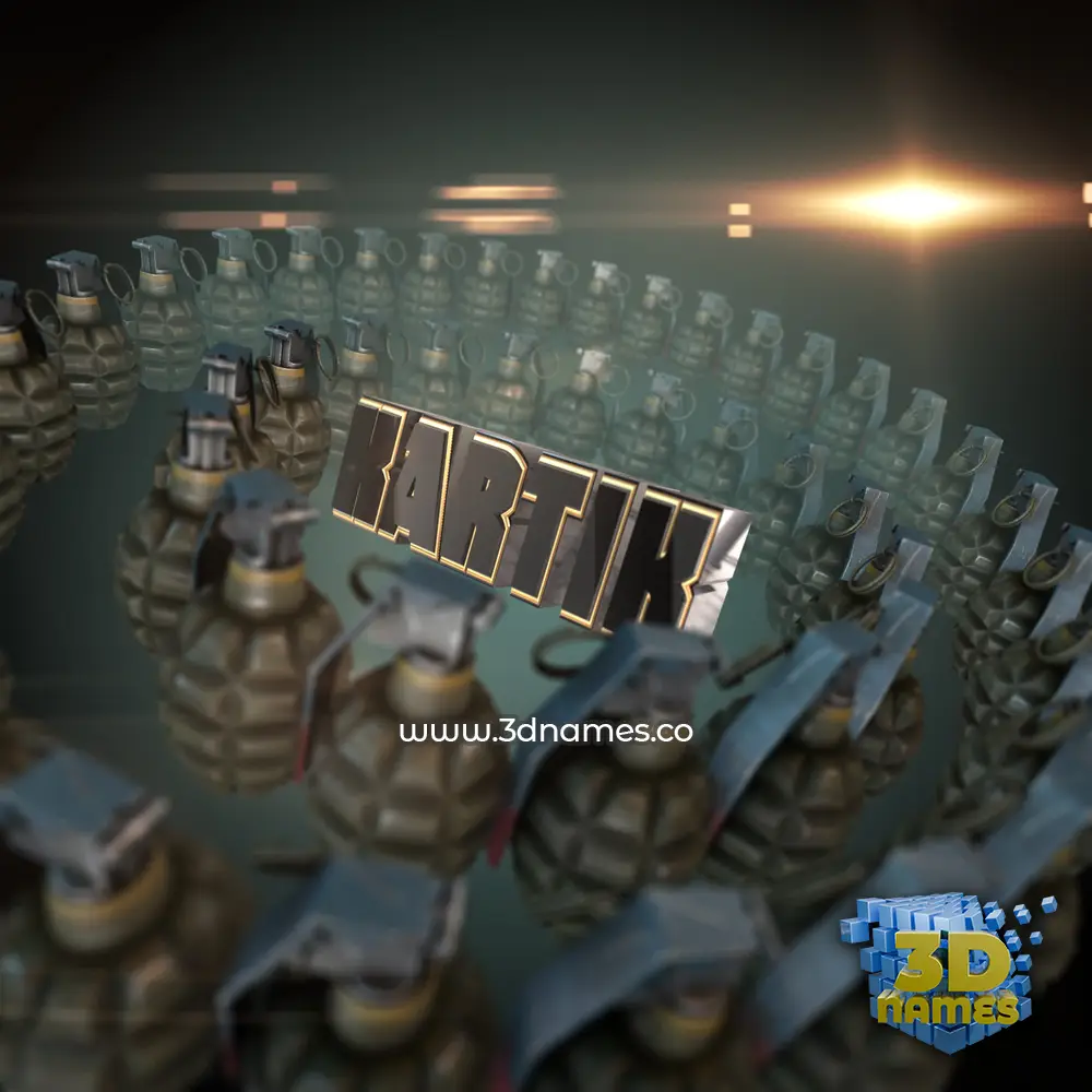 kartik in Grenades style - 3D name wallpaper