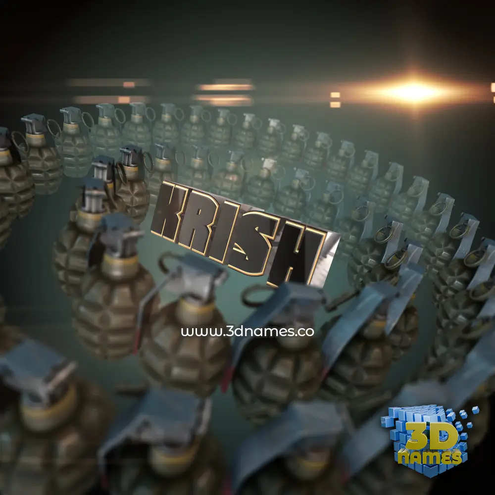 krish in Grenades style - 3D name wallpaper