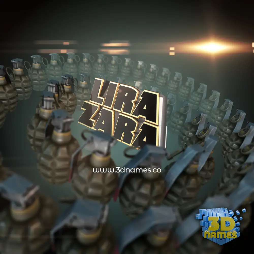 lira zara in Grenades style - 3D name wallpaper
