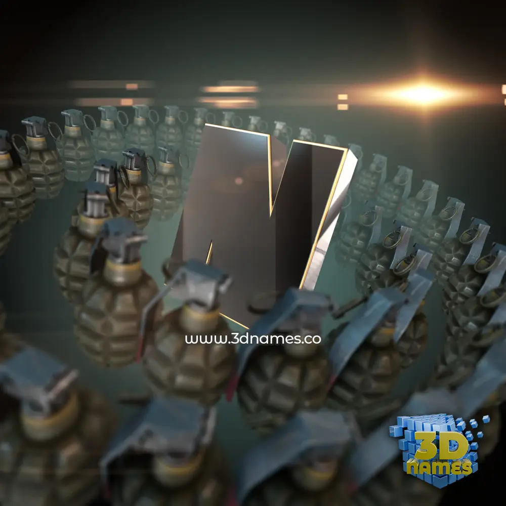 n in Grenades style - 3D name wallpaper