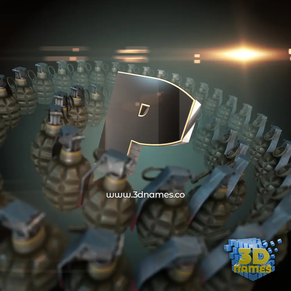 p in Grenades style - 3D name wallpaper