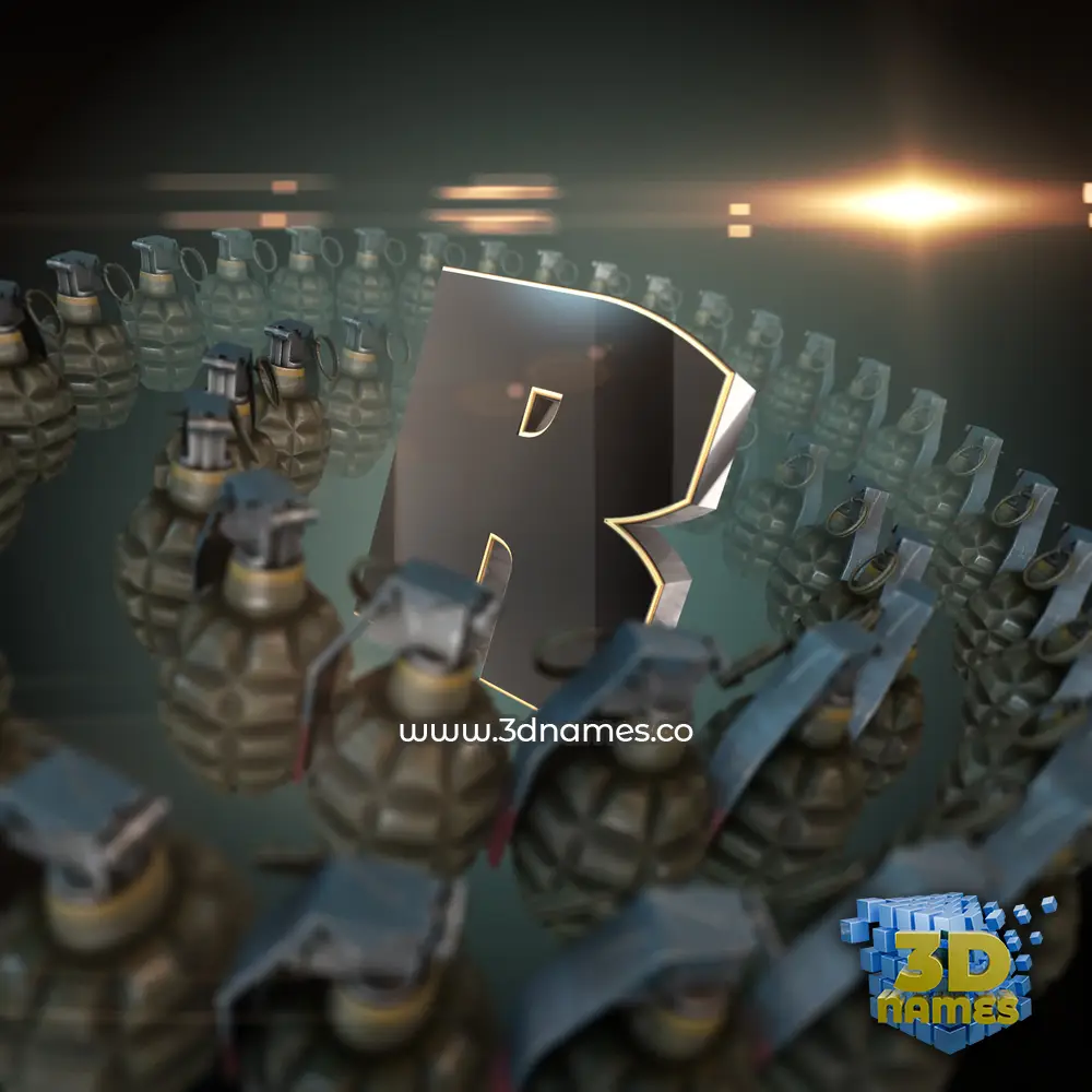 r in Grenades style - 3D name wallpaper