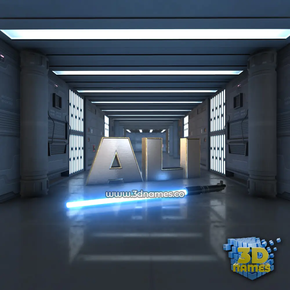 ali in Light Saber style - 3D name wallpaper