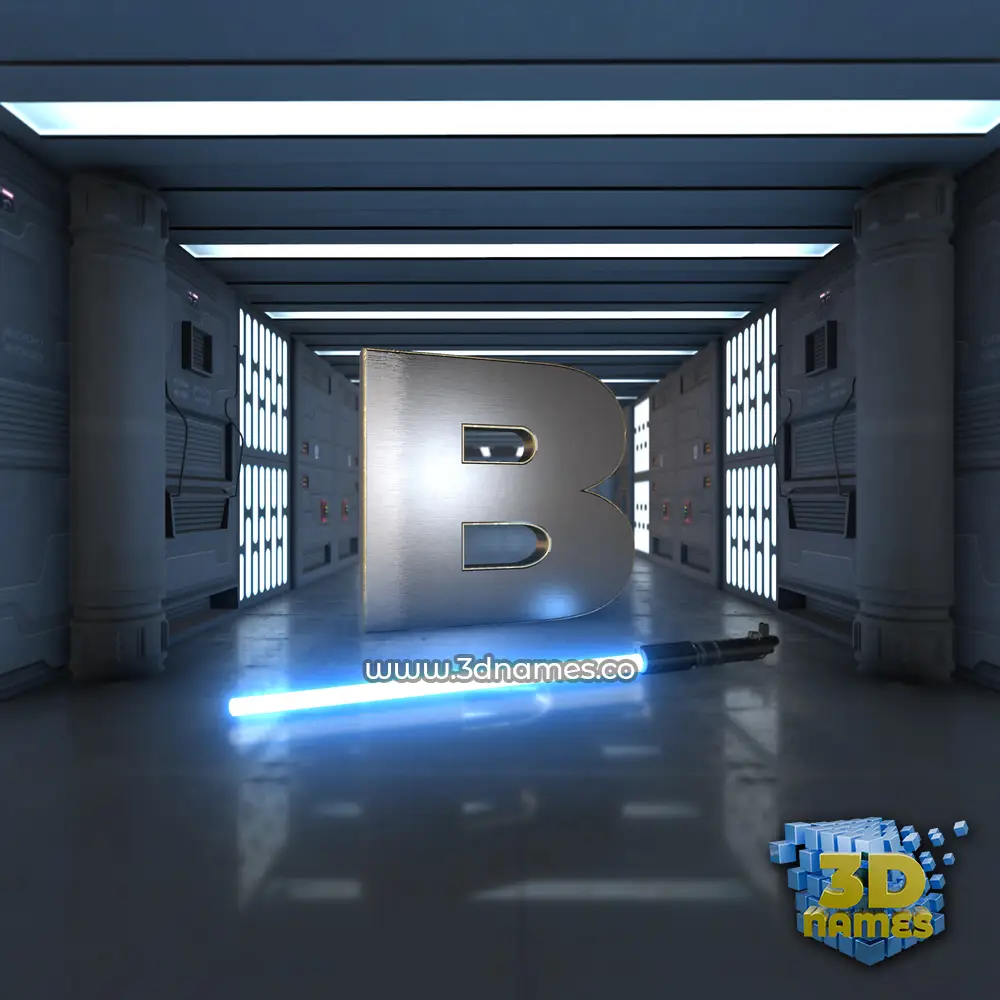 b in Light Saber style - 3D name wallpaper