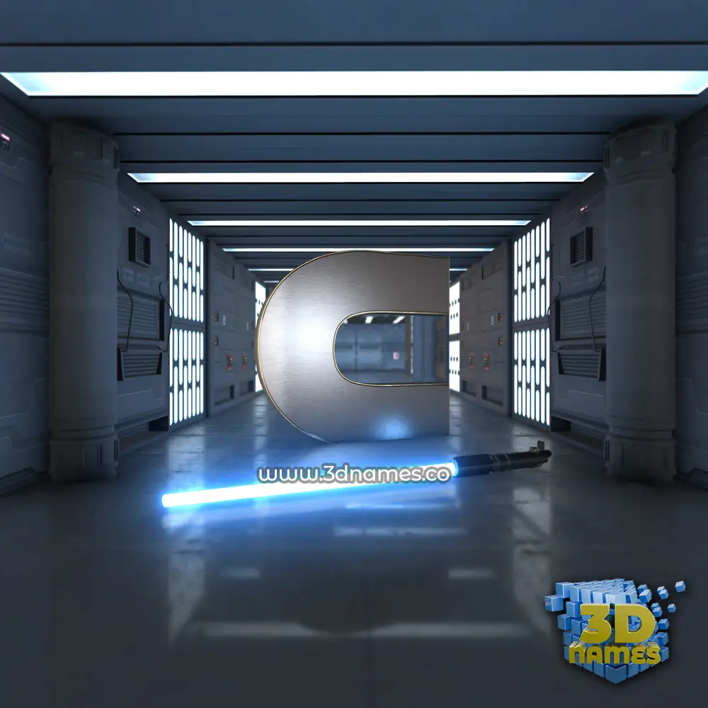 c in Light Saber style - 3D name wallpaper