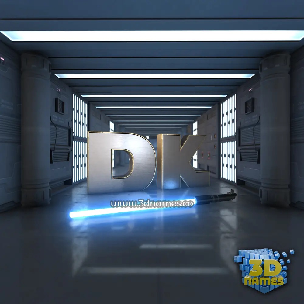 dk in Light Saber style - 3D name wallpaper
