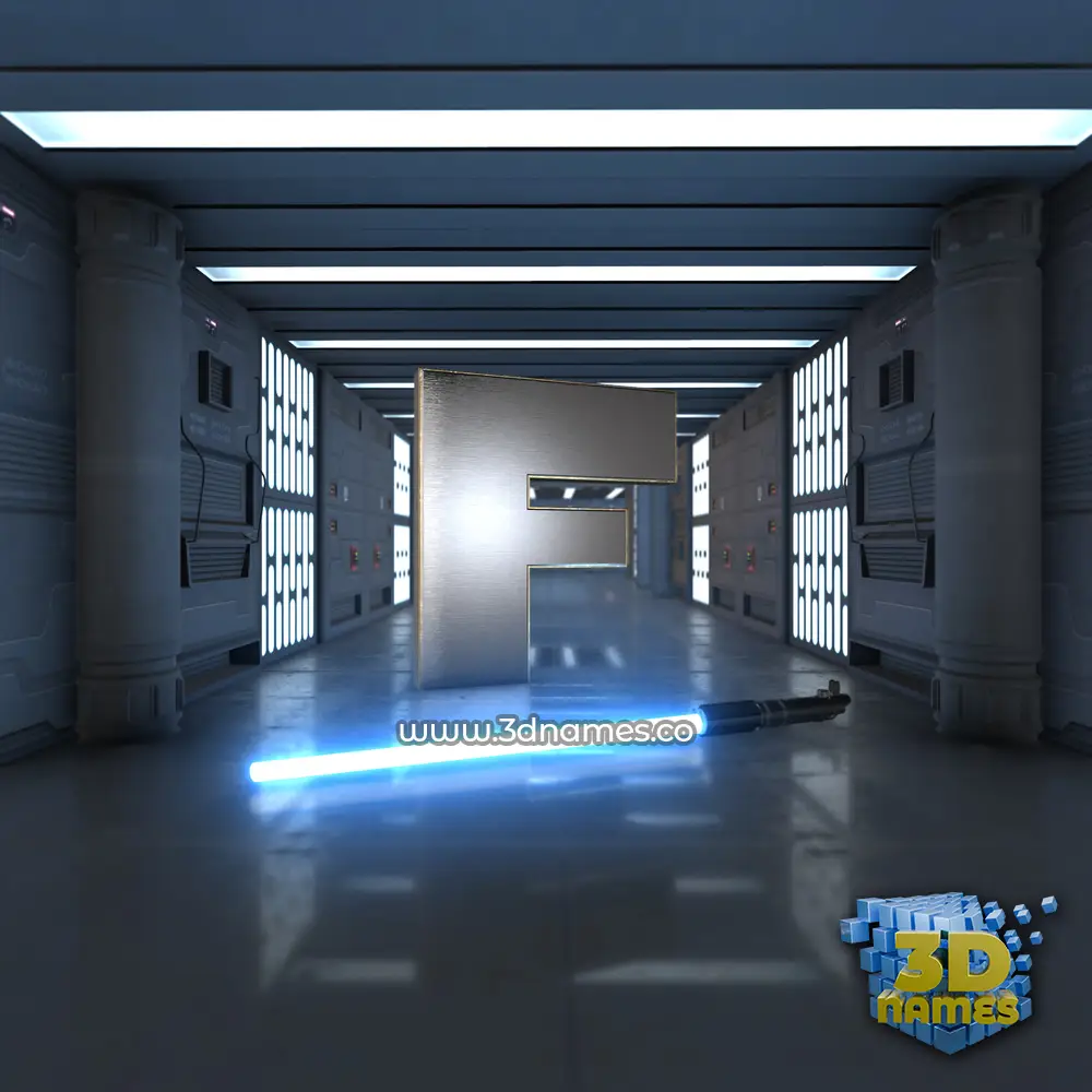f in Light Saber style - 3D name wallpaper