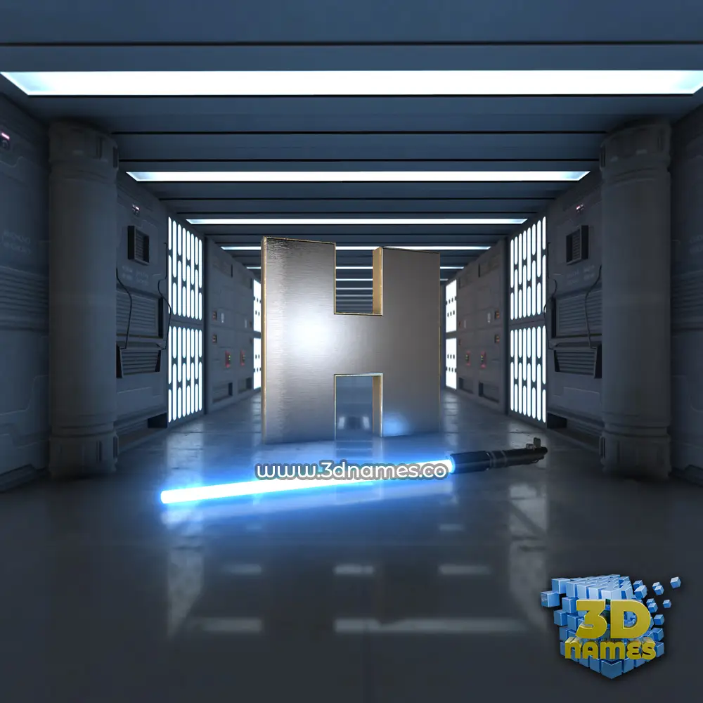 h in Light Saber style - 3D name wallpaper