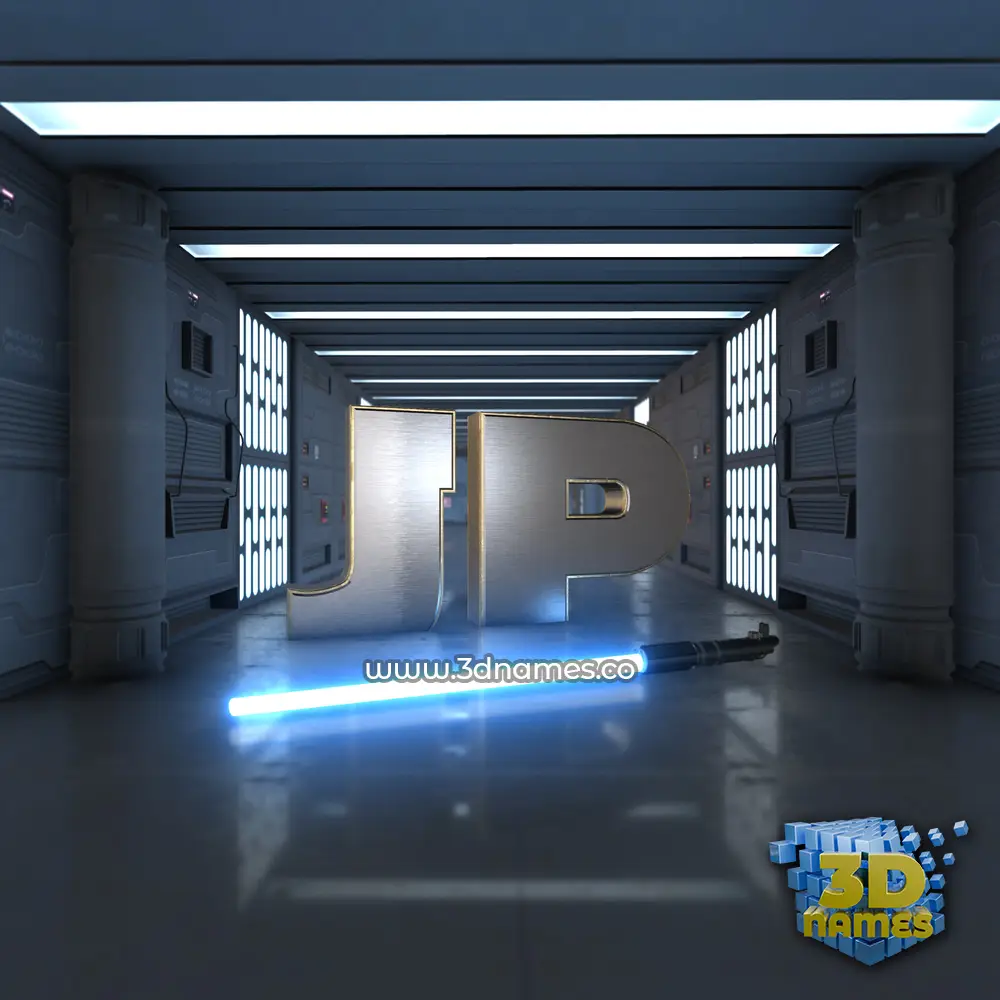 jp in Light Saber style - 3D name wallpaper
