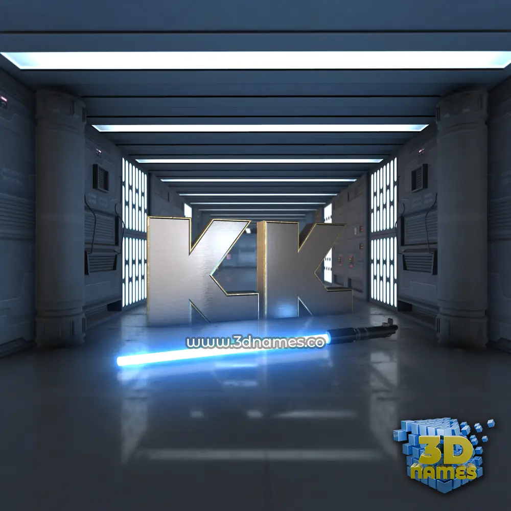 kk in Light Saber style - 3D name wallpaper