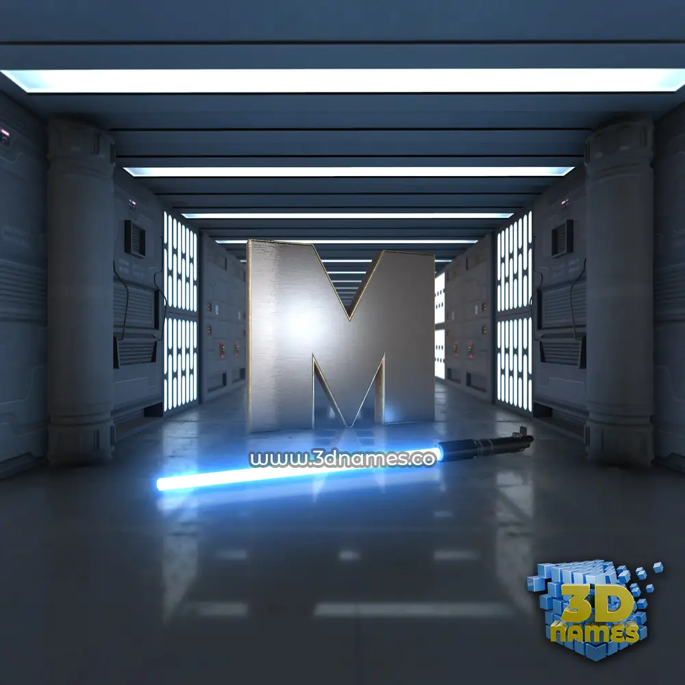 m in Light Saber style - 3D name wallpaper