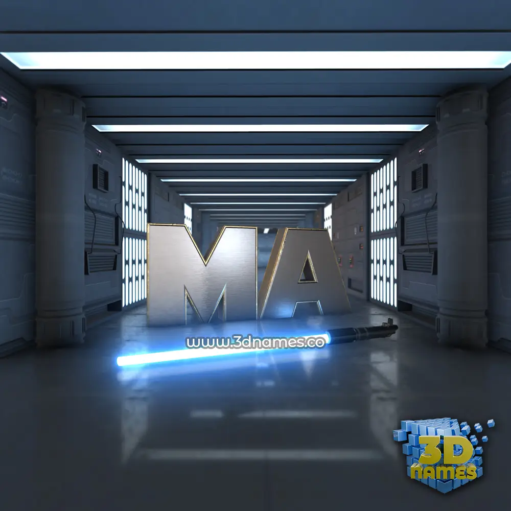 ma in Light Saber style - 3D name wallpaper