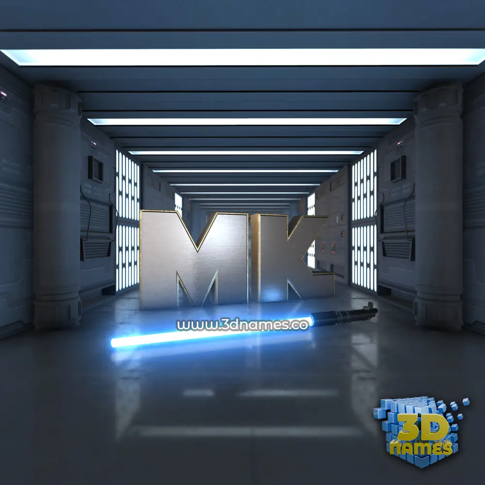 mk in Light Saber style - 3D name wallpaper