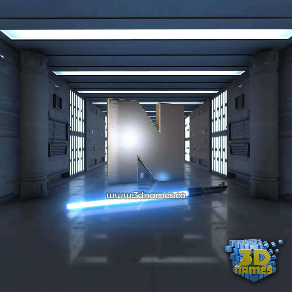 n in Light Saber style - 3D name wallpaper