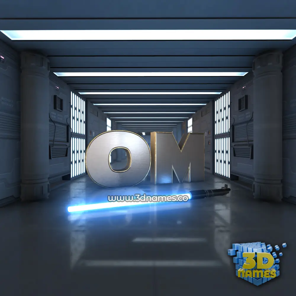 om in Light Saber style - 3D name wallpaper