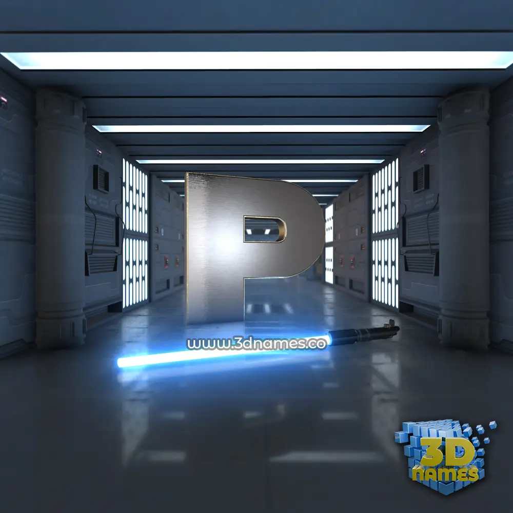 p in Light Saber style - 3D name wallpaper