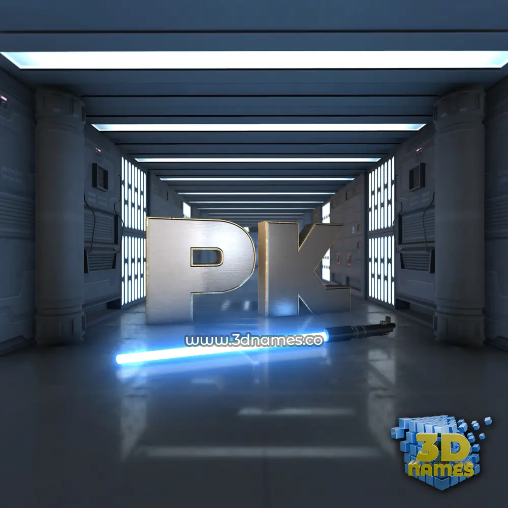 pk in Light Saber style - 3D name wallpaper