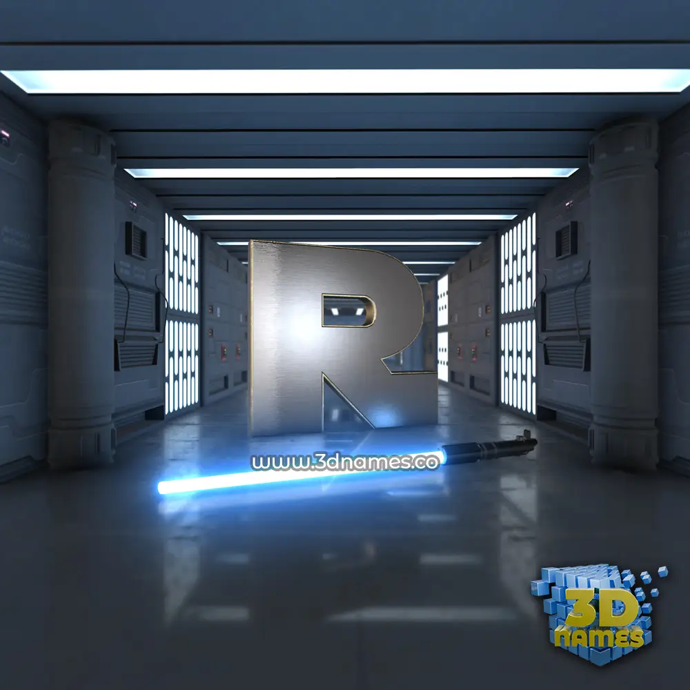 r in Light Saber style - 3D name wallpaper