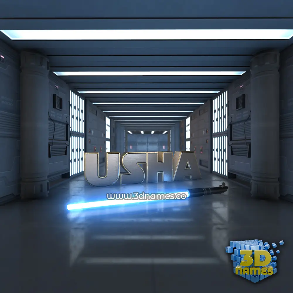 usha in Light Saber style - 3D name wallpaper