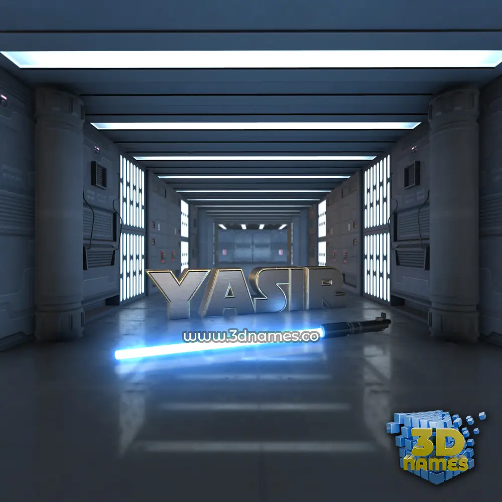 yasir in Light Saber style - 3D name wallpaper