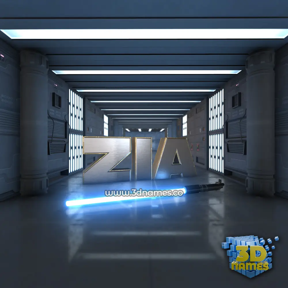 zia in Light Saber style - 3D name wallpaper