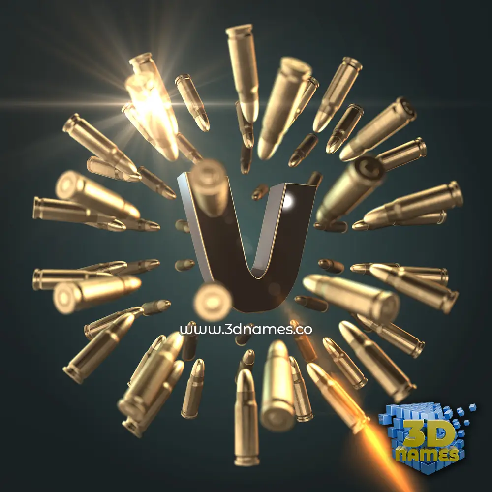 v in Bullet Time style - 3D name wallpaper