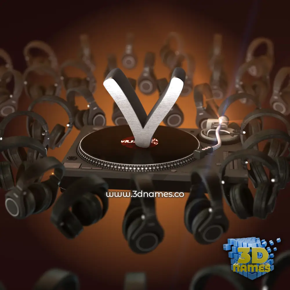 v in DJ Yourself style - 3D name wallpaper
