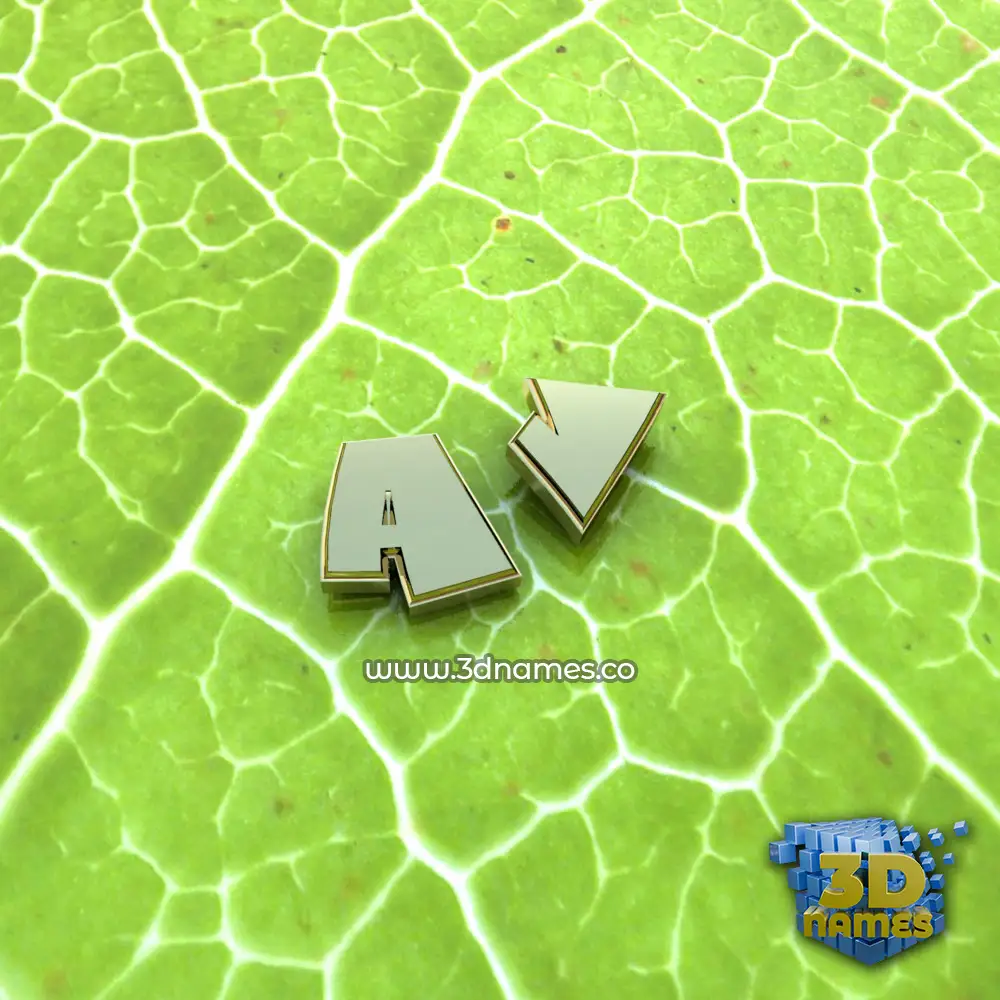 a v in Gold Leaf style - 3D name wallpaper