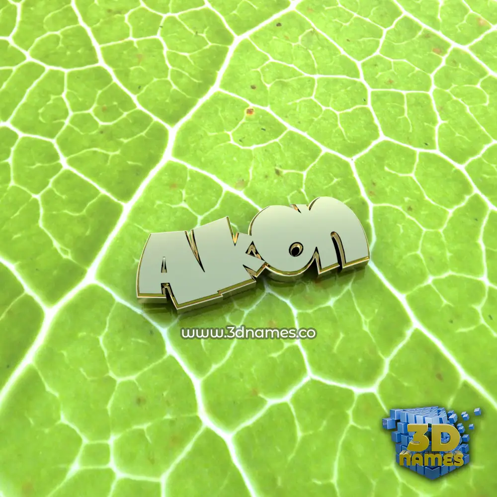 akon in Gold Leaf style - 3D name wallpaper
