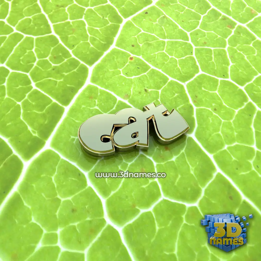 cat in Gold Leaf style - 3D name wallpaper