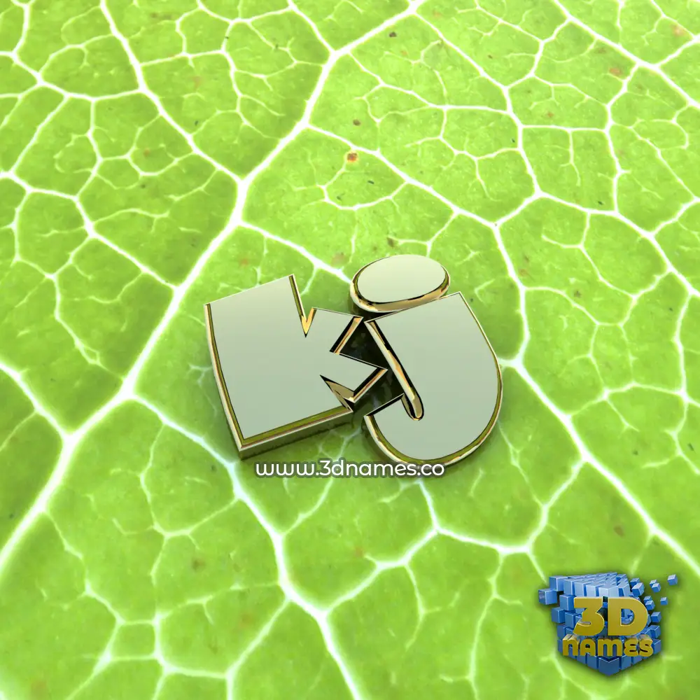kj in Gold Leaf style - 3D name wallpaper