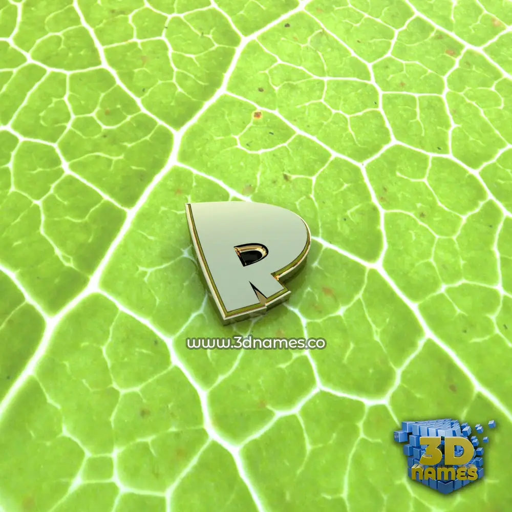 r in Gold Leaf style - 3D name wallpaper