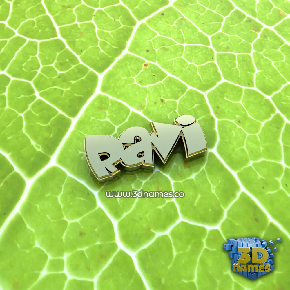 ravi in Gold Leaf style - 3D name wallpaper