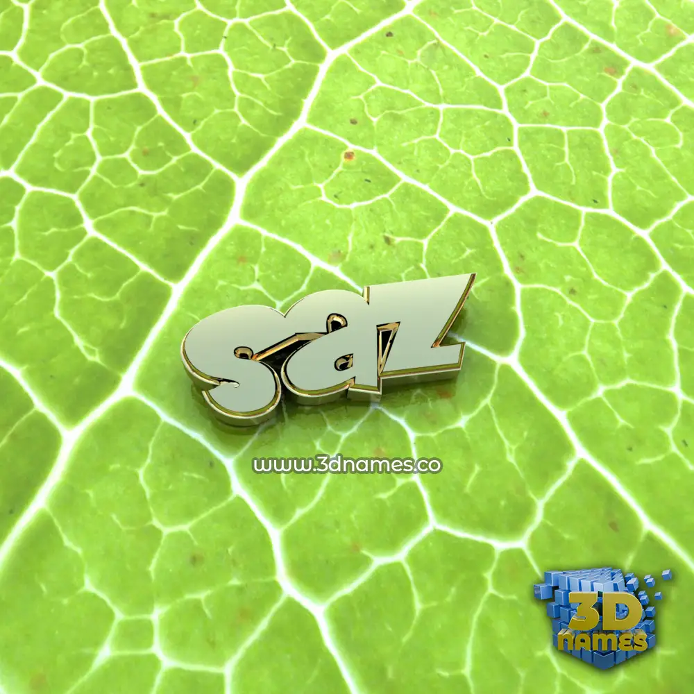 saz in Gold Leaf style - 3D name wallpaper