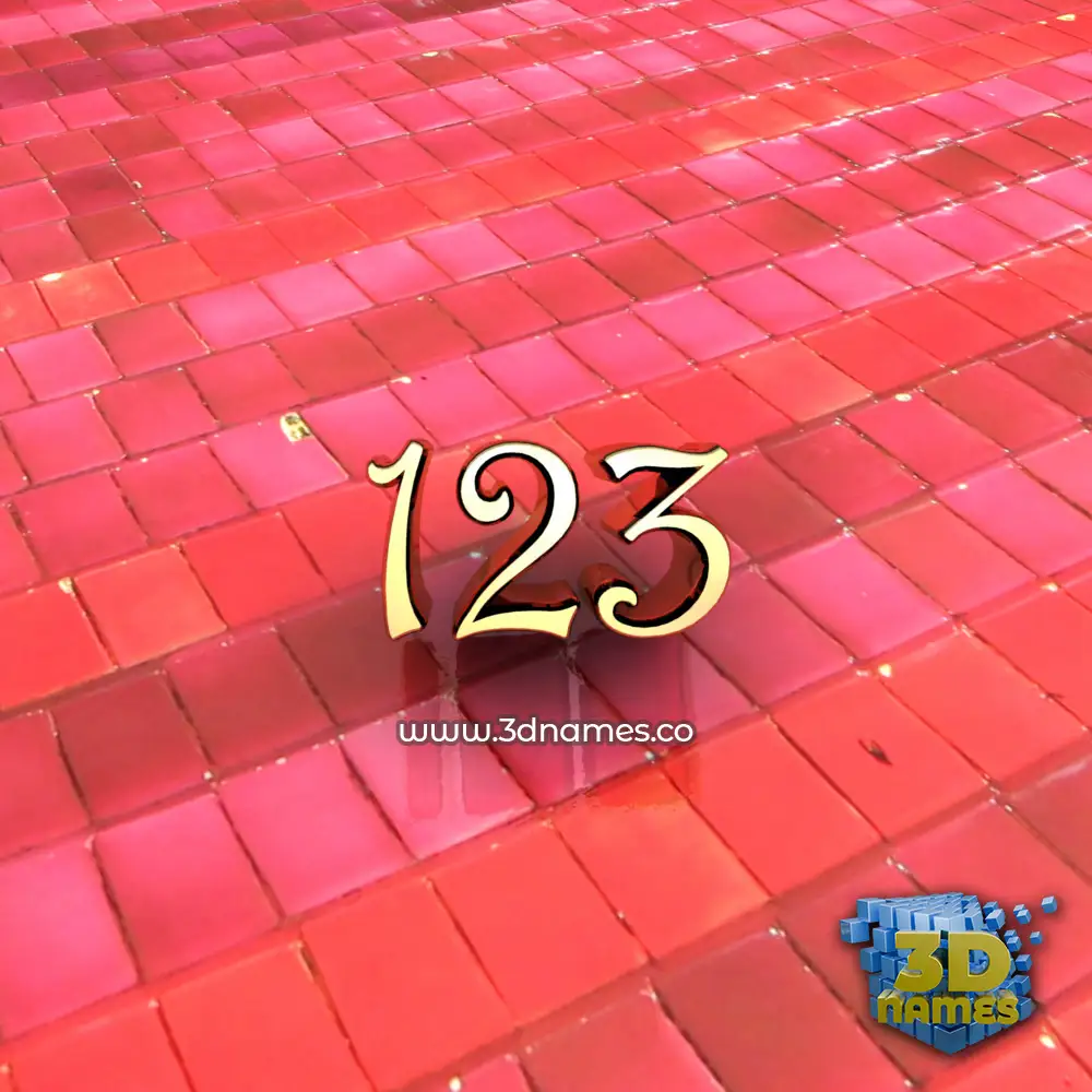 123 in Red Tiles style - 3D name wallpaper