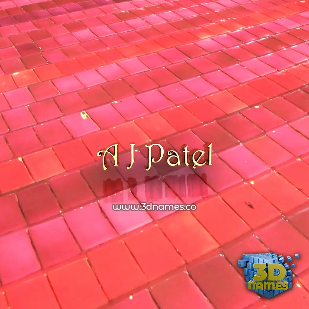 a j patel in Red Tiles style - 3D name wallpaper