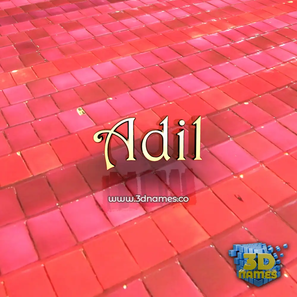 adil in Red Tiles style - 3D name wallpaper
