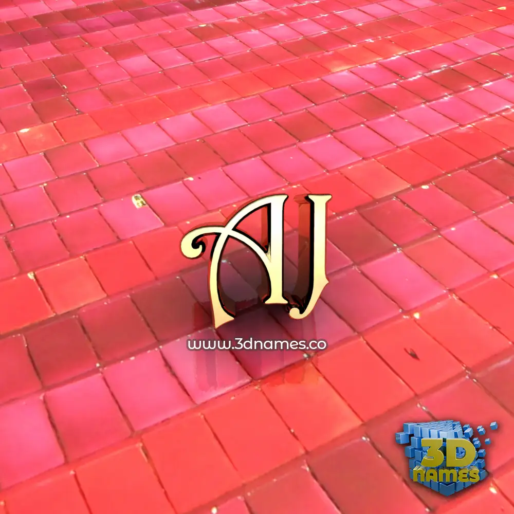 aj in Red Tiles style - 3D name wallpaper