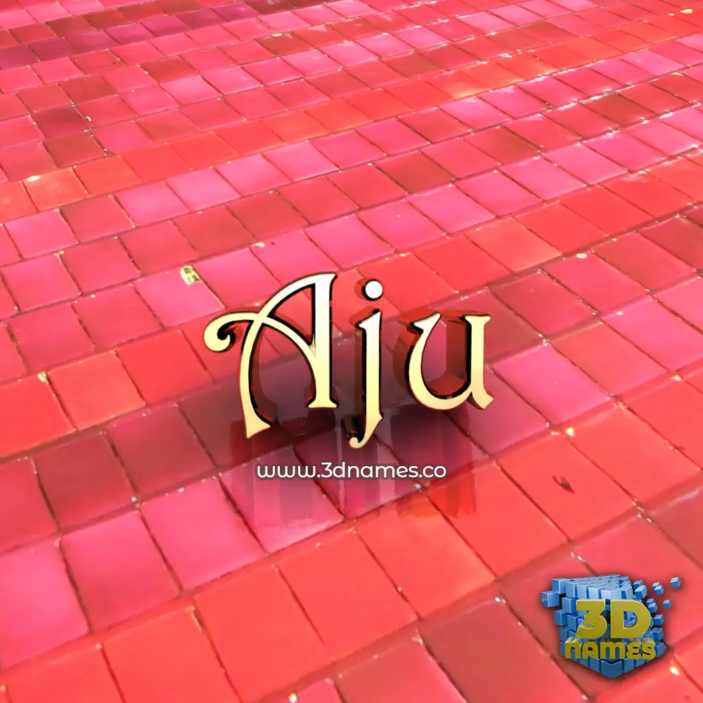 aju in Red Tiles style - 3D name wallpaper