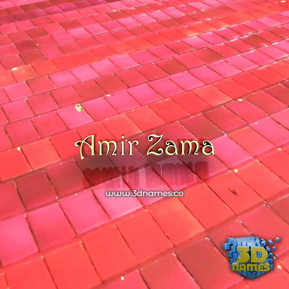 amir zama in Red Tiles style - 3D name wallpaper