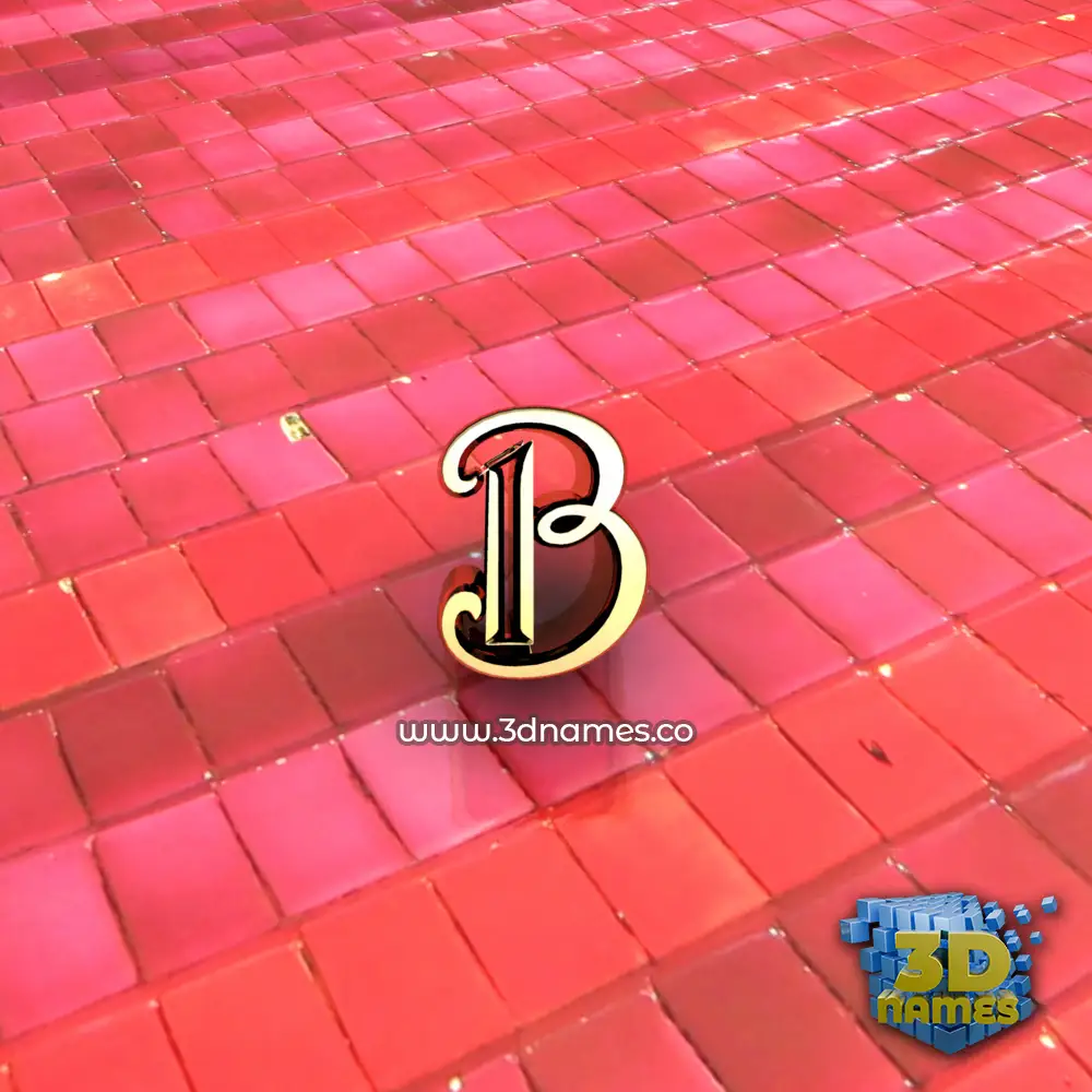 b in Red Tiles style - 3D name wallpaper