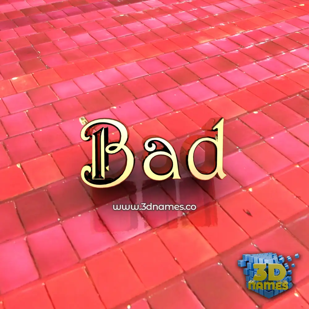 bad in Red Tiles style - 3D name wallpaper