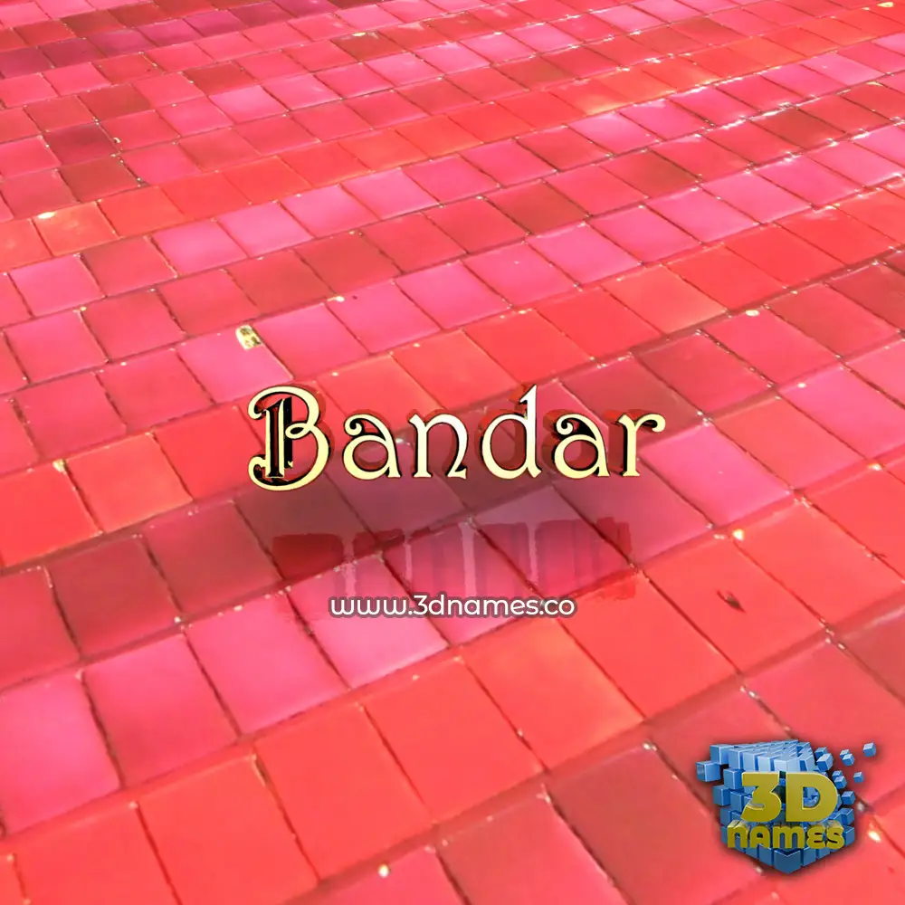 bandar in Red Tiles style - 3D name wallpaper