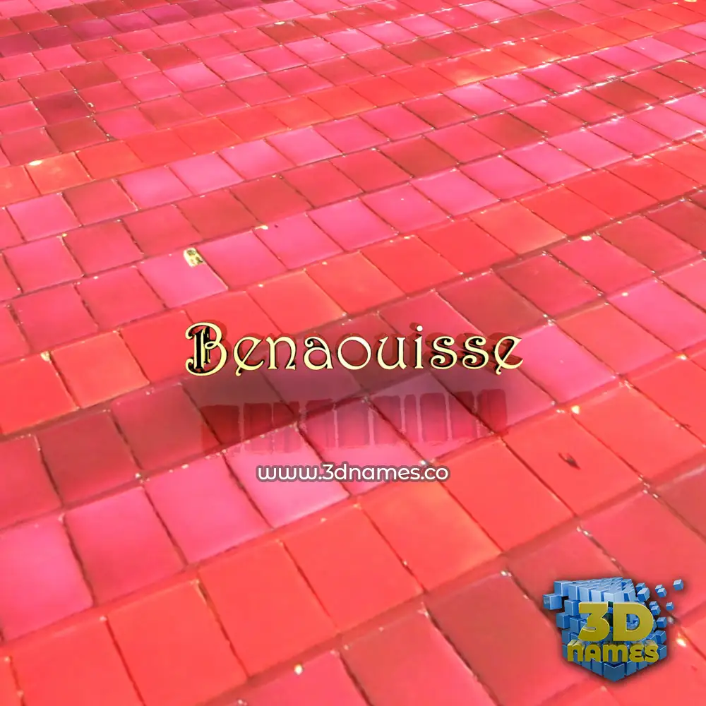 benaouisse in Red Tiles style - 3D name wallpaper