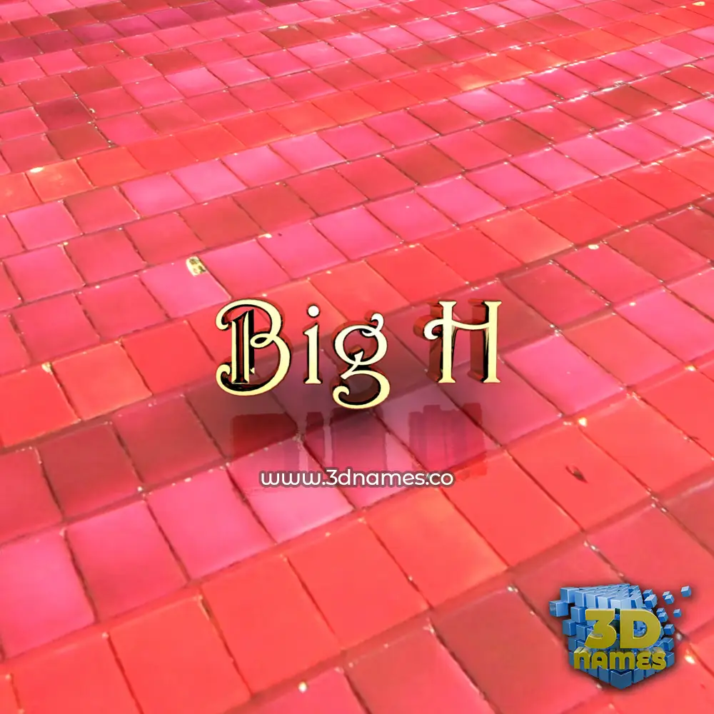 big h in Red Tiles style - 3D name wallpaper