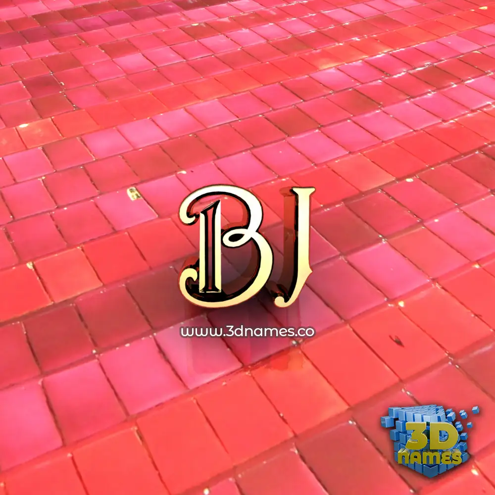 bj in Red Tiles style - 3D name wallpaper