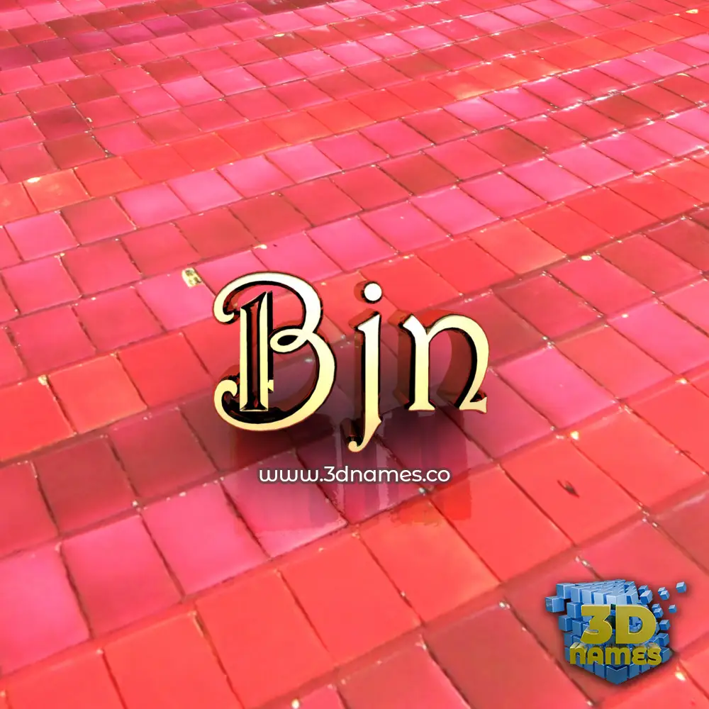 bjn in Red Tiles style - 3D name wallpaper
